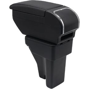 YJYWZH Car Armrest Box for Hyundai Venue 2021-2026 Accessories Center Console Organizer, Interior Double-Layer Storage Box Leather Arm Rest with Hidden Cup Holder Phone Holder Black Thread in Saudi Arabia
