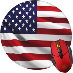 USA Flag Mouse Pad with Non-Slip Rubber Base Round Gaming Pads Mousepad Mouse Mat for Computer Office Desk Accessories in Saudi Arabia