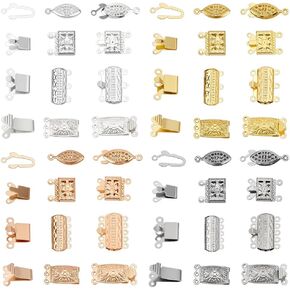 32Pcs 16 Styles Filigree Pearl Clasps 304 Stainless Steel Multi-Strand Box Clasps Rectangle Flower Fish Necklace Clasps Bracelet Connectors for Layered Necklaces Bracelet Jewelry Making in Saudi Arabia