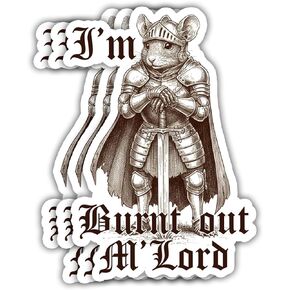 VOTANTA (3 Pcs, 3 inch) - I'm Burnt Out Mlord Mouse Sticker, Funny Knight Mouse Stickers, Medieval Decals, Funny Animal Mouse Lover Gifts Decoration for Laptops, Phones, Water Bottles in Saudi Arabia