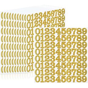 960 Pieces Small Vinyl Number Stickers 0-9, 1" Waterproof Self-Adhesive Consecutive Numbers Labels for Mailbox, Inventory, Storage, Classification and DIY Project - 12 Sheets Gold in Kuwait