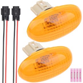 Fender Side Marker Light Turn Signal Lamp with Wiring Harness For Chevrolet Aveo T200 Matiz Spark I/II Replace OE 96590420 2PCS (Amber) in Kuwait