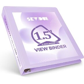 SKYDUE 1.5 Inch 3 Ring Binders, Holds 450 Sheets of 8.5x11 Paper, Heavy Duty School Binder, Custom View Cover with Interior Storage Pockets, Purple in Kuwait
