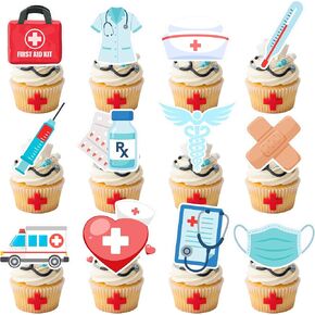 Nurse Cupcake Toppers, 24pcs Nurses Week Cake Decoration Nursing School Graduation Cupcake Toppers, Nurse Day Cupcake Toppers for Nursing School Celebration Supplies in Kuwait