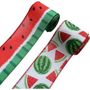 2 Rolls 10 Yards Cherry Ribbons for Spring Summer Fruit Craft Fabric Ribbon Red White Plaid Wired Edge Ribbon for Wreath Bows DIY Crafts Sewing Gift Wrapping Farmhouse Party Decoration, 2.5" in Saudi Arabia