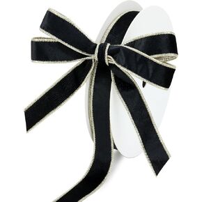 Black and Gold Velvet Wired Ribbon 1 Inch x 20 Yards, Thin Two Tone Christmas Tree Ribbon for Gift Wrapping, Wreath Bows, Crafts, Holiday Decor in Saudi Arabia