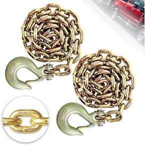 G80 3/8'' Trailer Safety Chain with Chain Retainer & G80 Clevis Snap Hook, 7,100 lbs Working Load,Heavy Duty Transport Binder Tow Chains with Upgraded G80 Clevis Safety Hooks in Saudi Arabia