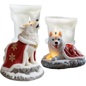 3D Premium Wolf & Samoyed Dog Silicone Candle Molds - Cloaked Animal Molds for Soap, Resin, Christmas DIY Craft & Home Decor in Saudi Arabia