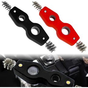 2PCS Car Battery Terminal Cleaning Brush, 4 in 1 Anti-Rust Auto Battery Cleaner with Steel Wire, Battery Terminals Machine Parts Cleaning Tool for Plumbing Installation Soldering Brazing (Black+Red) in Saudi Arabia