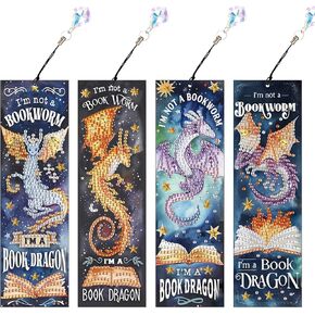 LazyFold 4PCS Diamond Art Painting Bookmarks Kits for Adults, Sun and Moon Diamond Painting Bookmarks with Pendant, 5d Gem Art Acrylic Bookmark Easy DIY Crafts for Books Decor Gift in Saudi Arabia