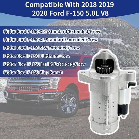 438000-3950 Starter Motor Compatible with 2018 2019 2020 Ford F-150 5.0L V8, Replace # JL3T-11000-AB, JL3Z 11002-A, JL3Z-11002-A, SR8504X, 0-986-UR1-904, TN438000-3950, 34031, S34031, SA-1084 in Saudi Arabia