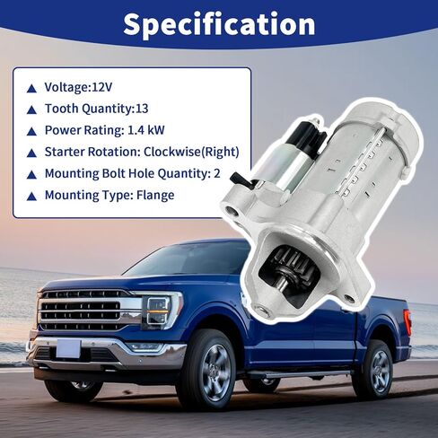 438000-3950 Starter Motor Compatible with 2018 2019 2020 Ford F-150 5.0L V8, Replace # JL3T-11000-AB, JL3Z 11002-A, JL3Z-11002-A, SR8504X, 0-986-UR1-904, TN438000-3950, 34031, S34031, SA-1084 in Saudi Arabia