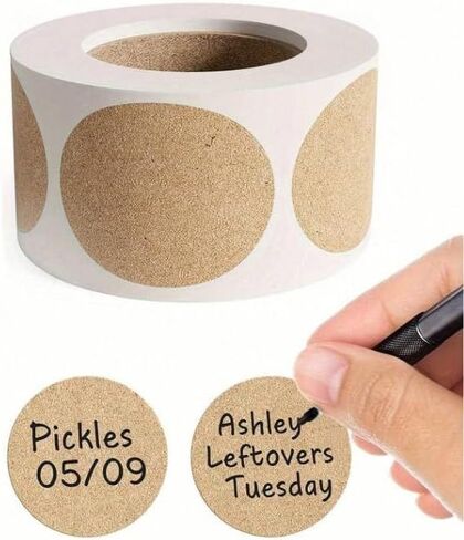 Kraft Paper Round Self-Adhesive Labels, 500 Pcs 25mm, Strong Adhesive for Home Office Sealing, Organizing & Marking in Kuwait