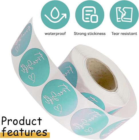 500 Pcs Small Business Sticker Roll Customer Appreciation Stickers Round Self Adhesive Labels (Light Blue) in Saudi Arabia