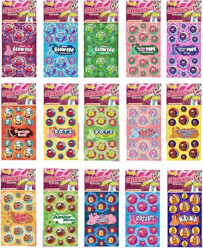 Dr. Stinky's Scratch N Sniff Stickers Favorite Candy 15-Pack- Blow Pop, Tootsie Roll Pop, Tootsie Roll, Dots, Fluffy Stuff, Charleston Chew, Sugar Babies, Junior Mints, Dubble Bubble, Razzles in Saudi Arabia