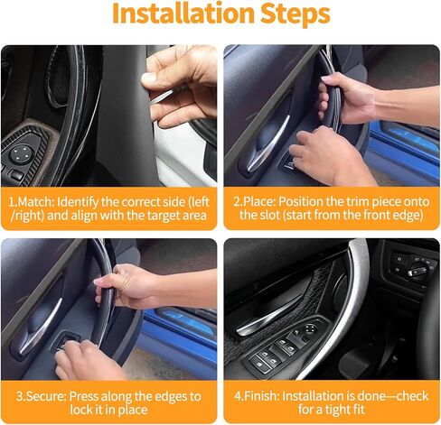 2 PCS Door Handle Covers for BMW 3 Series 320i 328i 330i 335i M3 F30/F31 and 4 Series 428i 435i M4 F32/F36 Accessories, Front Driver & Passenger Side Inner Door Pull Handle Cover(Black) in Kuwait