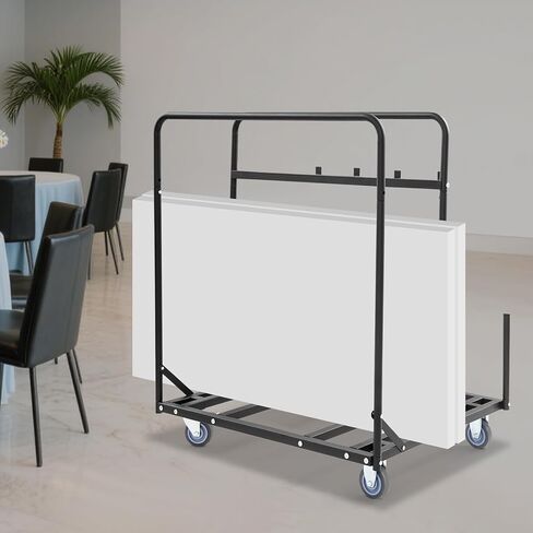 Folding Table and Chair Cart, 330.69 Lbs Capacity Rolling Utility Metal Cart with Locking Wheels, Folding Table Storage Rack, Heavy Duty Chair Trolley for Event Site, Hotel, Outdoor Gathering in Saudi Arabia