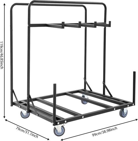 Folding Table and Chair Cart, 330.69 Lbs Capacity Rolling Utility Metal Cart with Locking Wheels, Folding Table Storage Rack, Heavy Duty Chair Trolley for Event Site, Hotel, Outdoor Gathering in Saudi Arabia