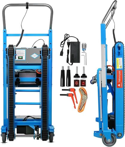 Electric Stair Climbing Dolly, Heavy Duty Stair Climber 900lbs Capacity 1250W Motorized Hand Truck with Ropes & Foldable Design for Moving Furniture Logistics (Black, Big Wheels) in Saudi Arabia