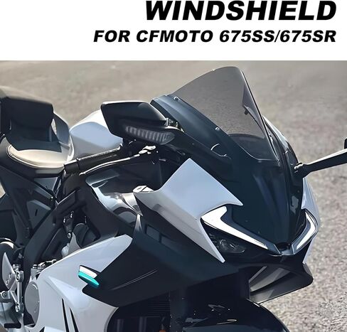 Motorcycle Windshield for CFMOTO 675SS, 675SR 2 in 1 Front Wind Deflector Visor Front Fairing Kit (Black) in Saudi Arabia