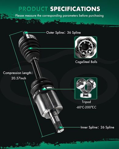 SCITOO Front CV Axle Shaft Assembly fit For Volvo C30,For C70,For S40,For V50 2004-2013 NCV73555 66-9350 FWD AT 1pcs Front Left Driver Side in Kuwait