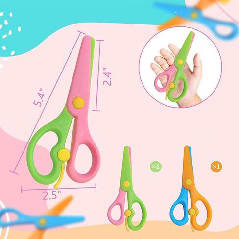 4Pcs Blunt Tip Toddlers Training Scissors, Plastic Safety Scissors for Early Preschool Development Tools, Anti-Pinch Design, Child Hand Teachers Eye Coordination Development, DIY Craft Projects in Kuwait