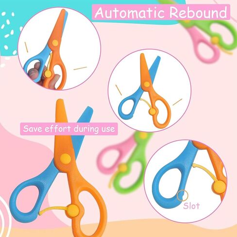4Pcs Blunt Tip Toddlers Training Scissors, Plastic Safety Scissors for Early Preschool Development Tools, Anti-Pinch Design, Child Hand Teachers Eye Coordination Development, DIY Craft Projects in Kuwait