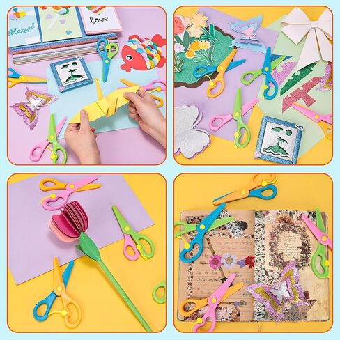 4Pcs Blunt Tip Toddlers Training Scissors, Plastic Safety Scissors for Early Preschool Development Tools, Anti-Pinch Design, Child Hand Teachers Eye Coordination Development, DIY Craft Projects in Kuwait