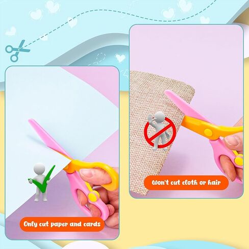 4Pcs Blunt Tip Toddlers Training Scissors, Plastic Safety Scissors for Early Preschool Development Tools, Anti-Pinch Design, Child Hand Teachers Eye Coordination Development, DIY Craft Projects in Kuwait