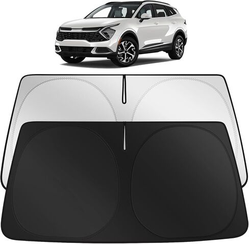 مظلة شمسية للزجاج الأمامي مخصصة لملحقات Kia Sportage 2026 2025 2024 2023 NQ5 EX/LX/SX/X-Line هجينة تعمل بالبنزين الهجين، غطاء واقي من الشمس لنافذة السيارة قابل للطي in Kuwait