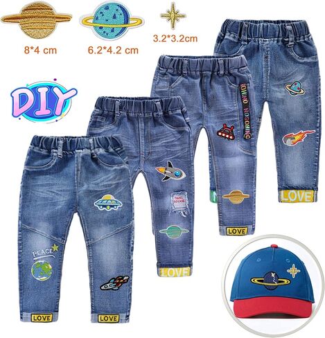 YLY Iron On Patch,21Pcs Solar System Space Planets Embroidered Patches Applique Kit Assorted Size Decoration Sew On Patches for Clothing,Bag,Cap,Jacket,Backpack,Jeans in Saudi Arabia