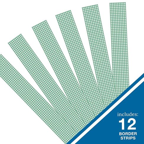 Carson Dellosa Farmers Market 36 Feet of Green Gingham Bulletin Board Borders, Straight Trim with Green Pattern, Craft Theme Locker, Cubby, and Classroom Decor in Kuwait