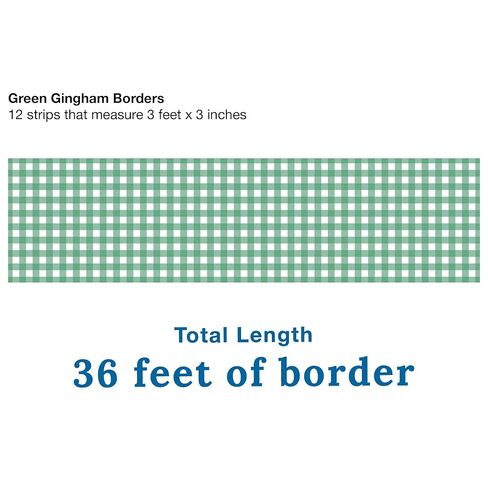 Carson Dellosa Farmers Market 36 Feet of Green Gingham Bulletin Board Borders, Straight Trim with Green Pattern, Craft Theme Locker, Cubby, and Classroom Decor in Kuwait
