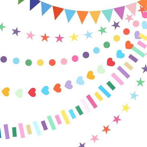 Tiamon 6 Welcome Back to School Garlands Classroom Decorations Colorful Rainbow Garland Banners Ceiling Streamers School Wall Decor for First Day Bulletin Board Party Supplies (Rainbow) in Kuwait