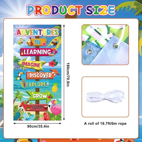 Wiooffen Hawaii Classroom Door Cover Decoration Summer Back to School Classroom Decor Adventures In Reading Wall Door Banner Signpost Porch Backdrop Sign for Kindergarten Preschool Elementary in Kuwait