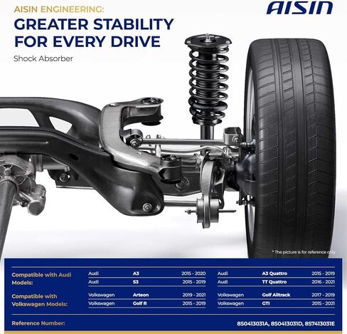 AISIN AFTERMARKET SABVG-00071 Set of 2 Front Suspension Strut Shock Absorber - Compatible with Audi A3 2015-2020, S3 2015-2019, TT Quattro 2016-2021, Volkswagen GTI 2015-2021, Arteon 2019-2021 in Kuwait