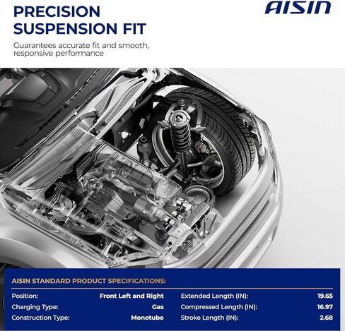 AISIN AFTERMARKET SABVG-00071 Set of 2 Front Suspension Strut Shock Absorber - Compatible with Audi A3 2015-2020, S3 2015-2019, TT Quattro 2016-2021, Volkswagen GTI 2015-2021, Arteon 2019-2021 in Kuwait
