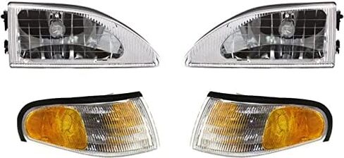 Garage-Pro Driver and Passenger Side Headlight Kit for Ford Mustang SVT Cobra SVT Cobra R 1994-1998 Halogen with bulb(s) w/Corner Light Replaces# F4ZZ13008C F4ZZ13008D F4ZZ13201A F4ZZ13200A in Kuwait