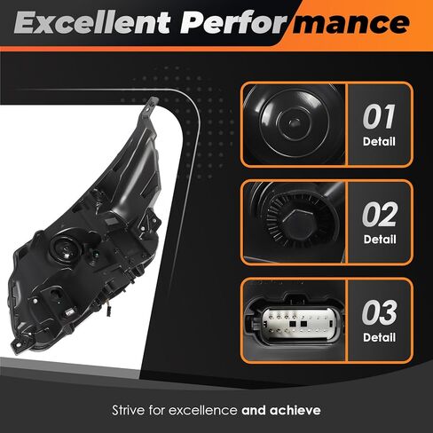 Passenger Headlight Compatible with 2016-2018 Explorer Limited/XLT/Platinum Black Bezel w/DRL Right Side Headlamp FB5Z13008B in Kuwait