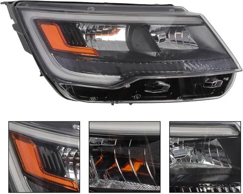 Passenger Headlight Compatible with 2016-2018 Explorer Limited/XLT/Platinum Black Bezel w/DRL Right Side Headlamp FB5Z13008B in Kuwait