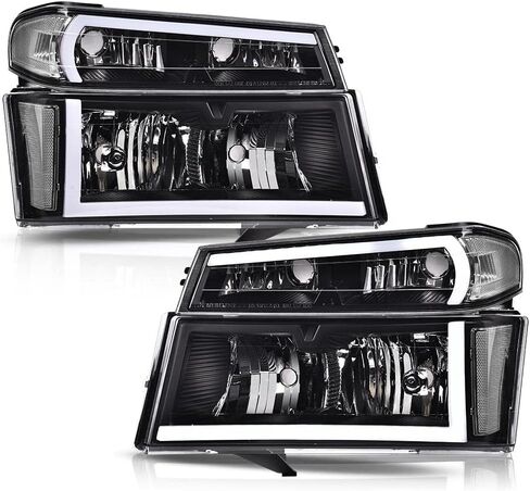 PIT66 LED DRL Headlights, Compatible with 2004-2012 Chevy Colorado/2004-2012 GMC Canyon/2006 Isuzu i-280 i-350/2007-2008 Isuzu i-290 i-370 Clear Lens Black Housing Clear Reflector, Left&Right in Kuwait