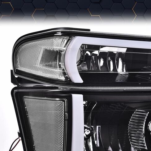 PIT66 LED DRL Headlights, Compatible with 2004-2012 Chevy Colorado/2004-2012 GMC Canyon/2006 Isuzu i-280 i-350/2007-2008 Isuzu i-290 i-370 Clear Lens Black Housing Clear Reflector, Left&Right in Kuwait