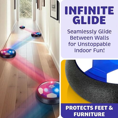 Hover Soccer Ball with LED Lights & 2 Goals – Indoor Soccer Game for Kids, Boys, Girls & Adults – Air-Powered Floating Toy with Foam Bumpers – Safe & Fun Family Sports Game Gift Birthday Holidays in Saudi Arabia