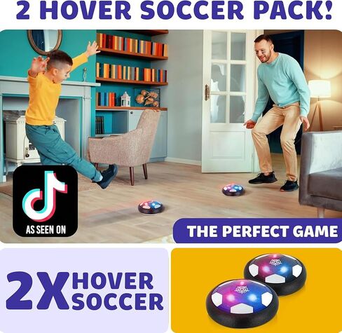 Hover Soccer Ball with LED Lights & 2 Goals – Indoor Soccer Game for Kids, Boys, Girls & Adults – Air-Powered Floating Toy with Foam Bumpers – Safe & Fun Family Sports Game Gift Birthday Holidays in Saudi Arabia