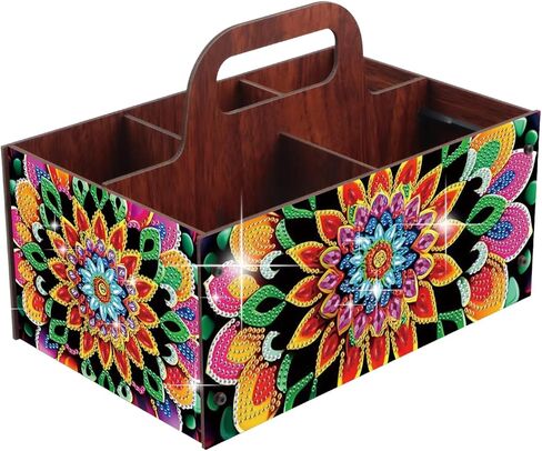 Diamond Painting Kit Storage Box, Colorful Flowers 5D DIY Open Multi-Compartment Organizer for Desktop Items, Snack Box, Handmade Creative Gift in Kuwait