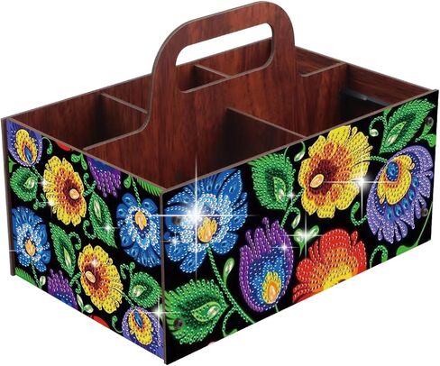 Diamond Painting Kit Storage Box, Colorful Flowers 5D DIY Open Multi-Compartment Organizer for Desktop Items, Snack Box, Handmade Creative Gift in Kuwait