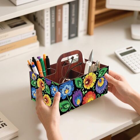 Diamond Painting Kit Storage Box, Colorful Flowers 5D DIY Open Multi-Compartment Organizer for Desktop Items, Snack Box, Handmade Creative Gift in Kuwait