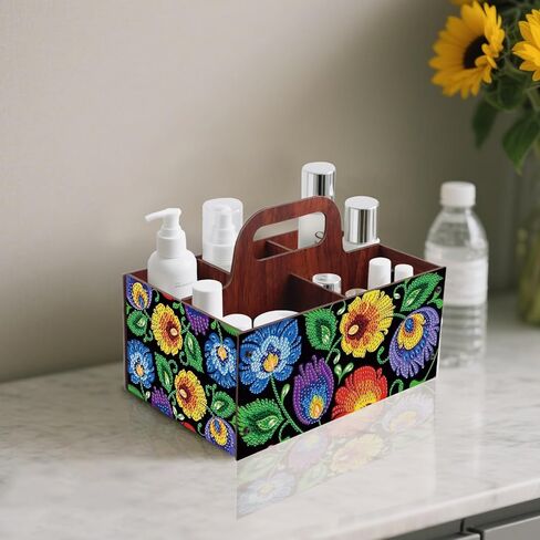 Diamond Painting Kit Storage Box, Colorful Flowers 5D DIY Open Multi-Compartment Organizer for Desktop Items, Snack Box, Handmade Creative Gift in Kuwait