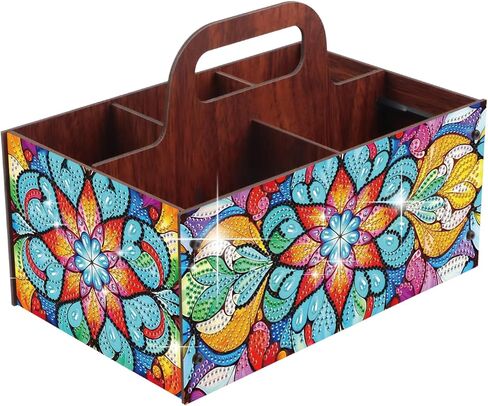Diamond Painting Kit Storage Box, Colorful Flowers 5D DIY Open Multi-Compartment Organizer for Desktop Items, Snack Box, Handmade Creative Gift in Kuwait