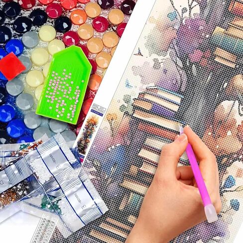 Large Diamond Art Painting, DIY Book Round Diamond Painting Kits for Adults Beginners, Crystal Rhinestones for Home Wall Decoration Gift,30x90cm/11.8×35.4in in Kuwait